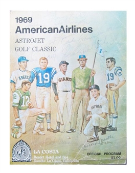 1969 Golf Program Cover Signed by  Twenty Including Jackie Robinson ,Mickey Mantle, Johnny Unitas and Joe Dimaggio